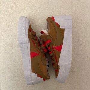 nike sacai x blazer low british tan/university red